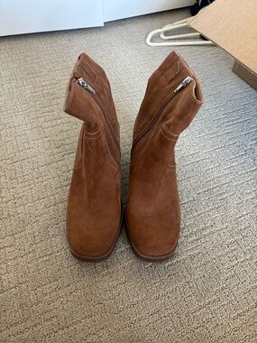 Women’s Brown Suede Ankle Boots with Side Zip